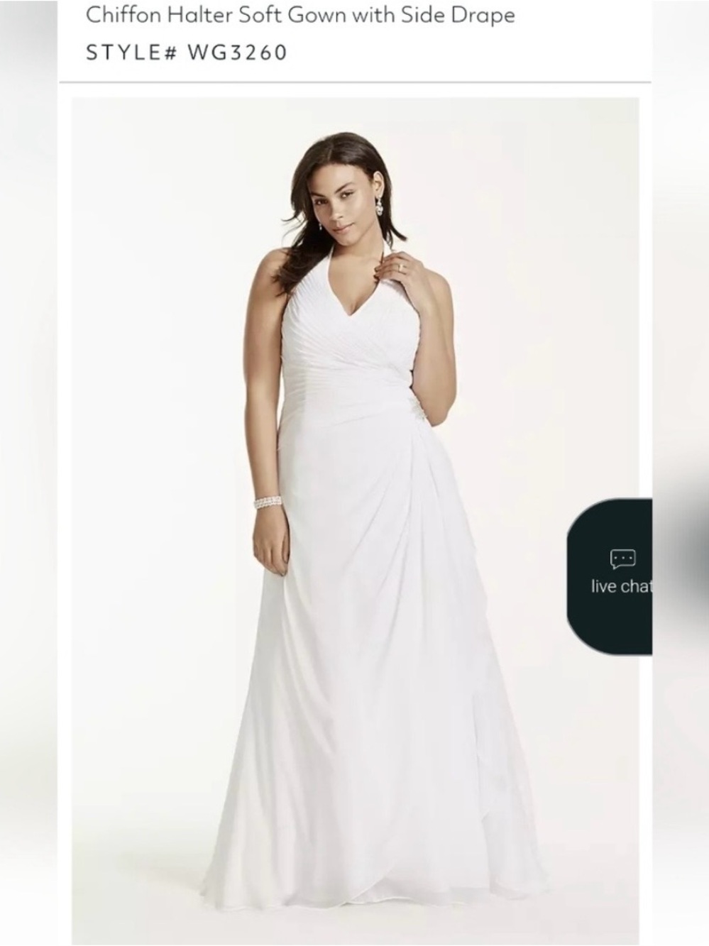 David's Bridal Diamond White Halter Neck Wedding Gown Size 18W Style 9WG 3260 - Picture 3 of 9